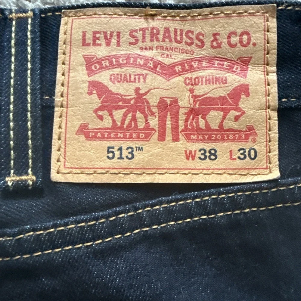 Levi's 513 Slim Fit Zip Fly Straight Leg Denim‎ Jeans 38X30 Men's Dark Blue